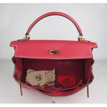 Hermes Kelly Handbags 32CM Red(gold)