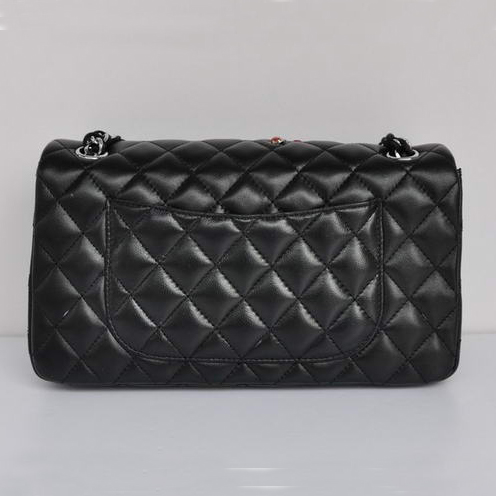 Chanel Insect Lambskin Leather Flap Bag 1112 Black Silver