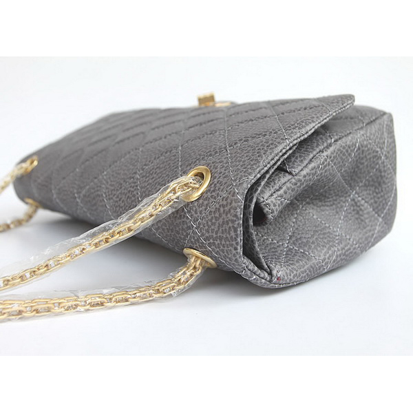 Chanel Flap Bag Quilted Ancient-Gray Leather with Gold Chain