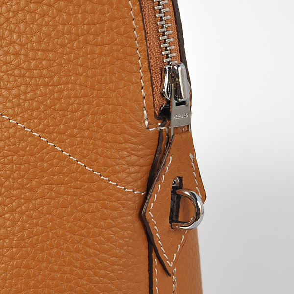 Hermes Bolide Togo Leather Tote Bag in Camel with Silver hardware