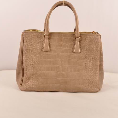 Prada Medium Croco Leather Tote Bag Brown