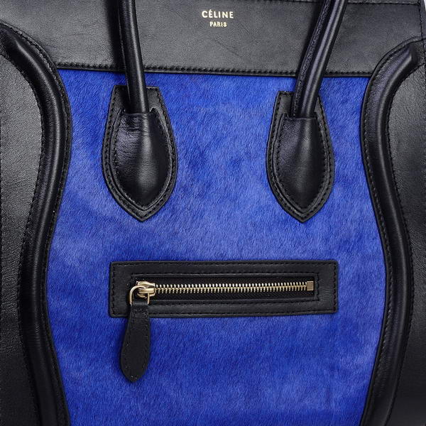 Celine Luggage Mini Boston Bags Original Leather&Horsehair Blue