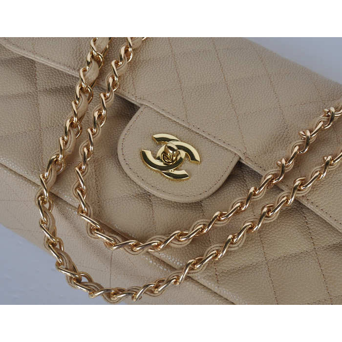 Chanel Jumbo Quilted Classic Cannage Patterns Flap Bag A58600 Apricot Gold