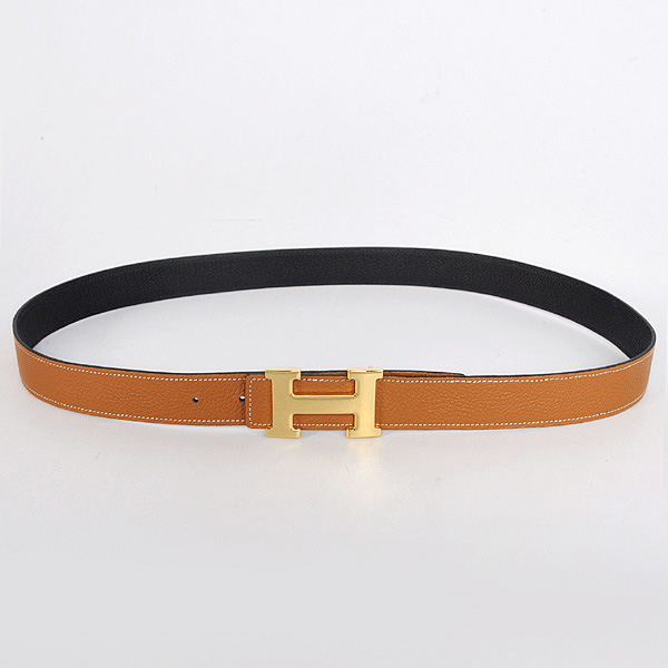 Hermes belt leather in Black/Camel with H Gold Buckle