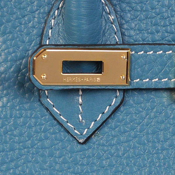 Hermes Birkin 25CM clemence leather in Medium Blue with Gold hardware