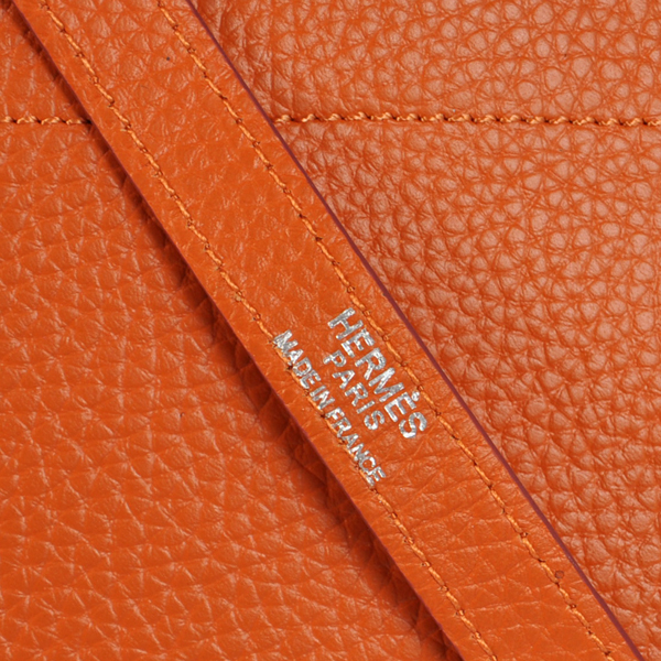 Hermes Bolide Togo Leather Tote Bag in Orange with Silver hardware