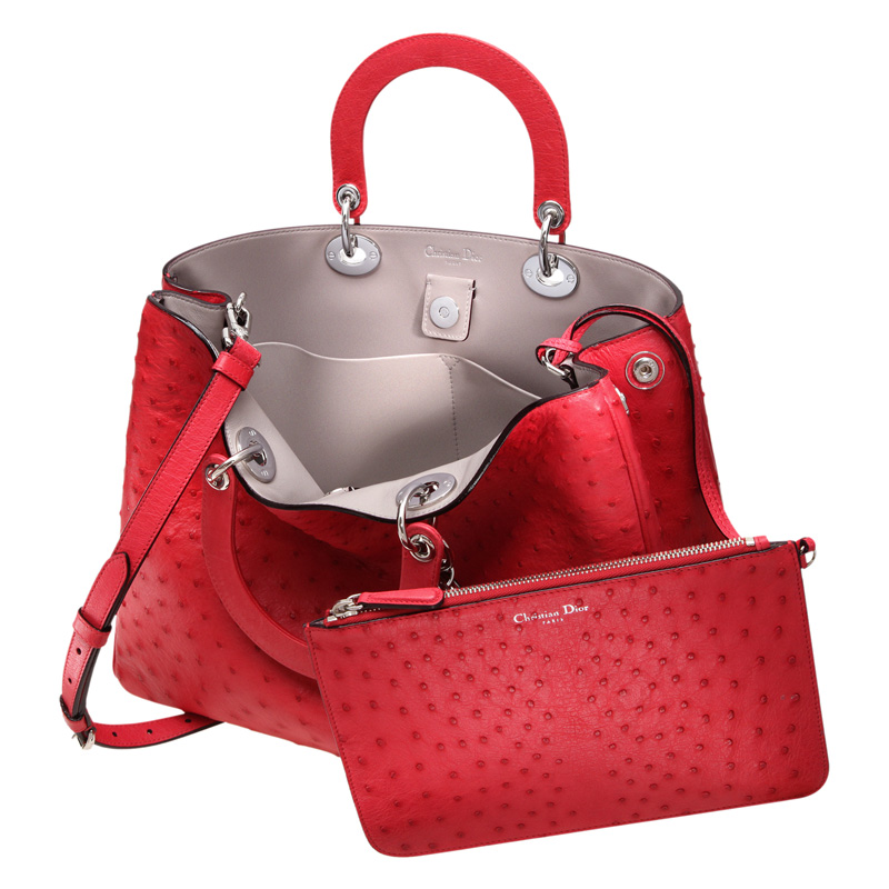 Light coral ostrich 'Diorissimo' bag