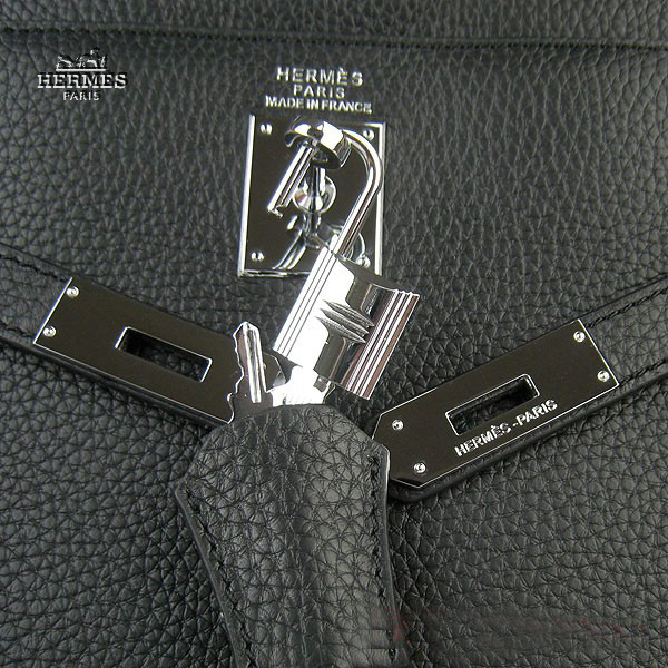 Hermes Kelly 35cm Togo Leather Bag Black 6308 Silver Hardware