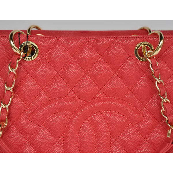 Chanel A50995 Red Caviar Leather Shoulder Bag Gold