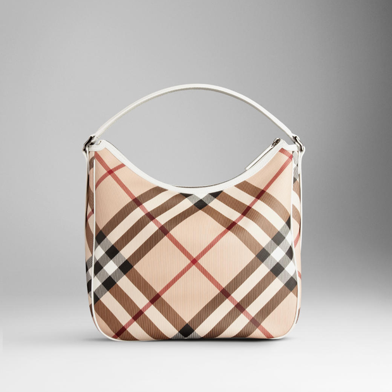 MEDIUM CHECK PATENT TRIM HOBO