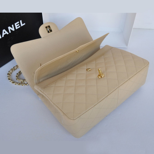 Chanel Jumbo Double Flaps Bag Apricot Original Caviar Leather A36097 Gold