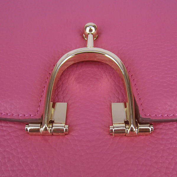 Hermes Stirrup Shoulder Bag Peach Calfskin Gold