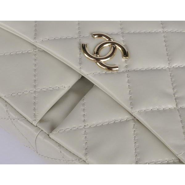 Chanel A50362 Offwhite Sheepskin Leather Flap Bag