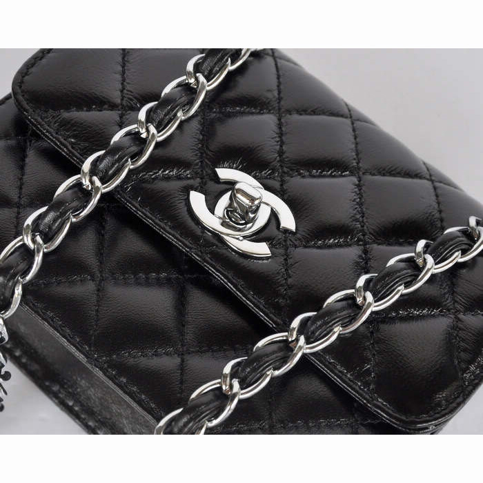 Chanel Classic Micro Flap Bag 1118 Black Sheepskin Silver Hardware