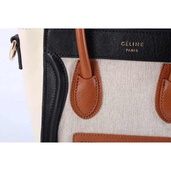 Celine Luggage small Fashion Bag Rich White Orange Black