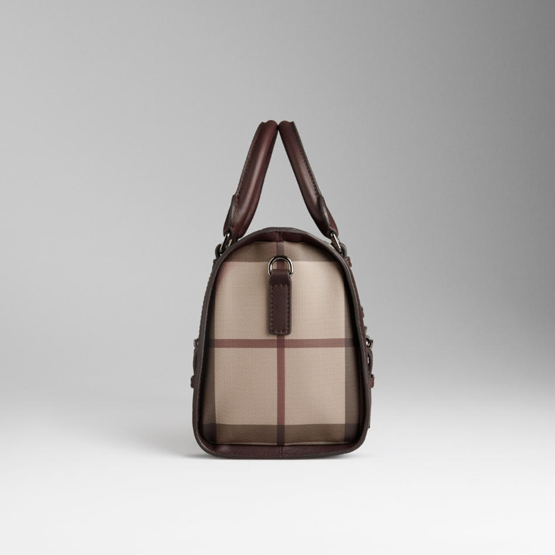 MEDIUM CHECK LEATHER BELTED BOWLING BAG