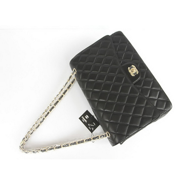 Chanel Flap Bag Quilted Black Lambskin with Gold Chain 1116