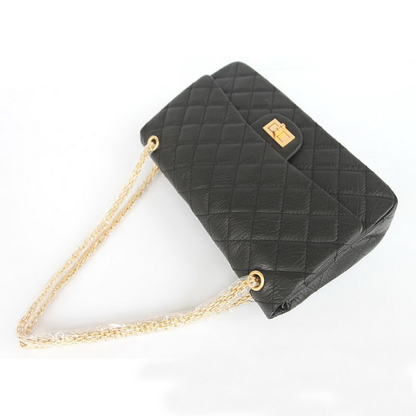 Chanel Flap Bag Quilted Black Leather with Gold Chain 48102