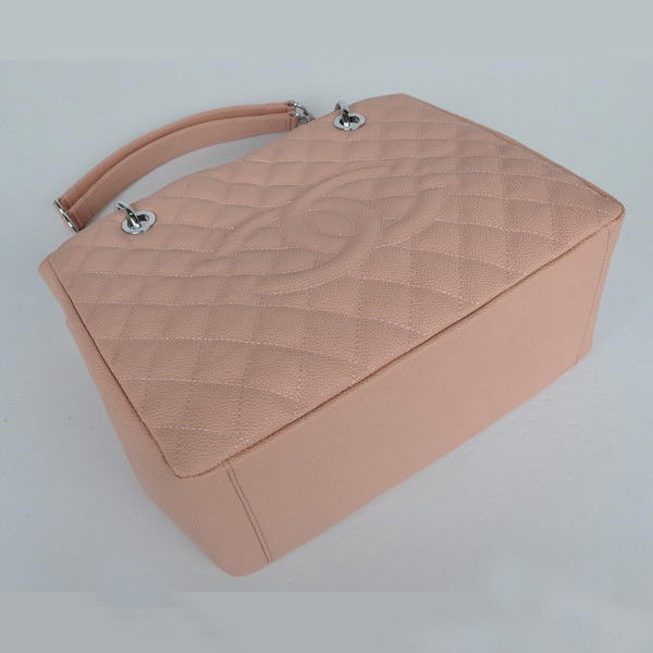 Chanel A50995 Pink Cannage Leather Shoulder Bag Silver