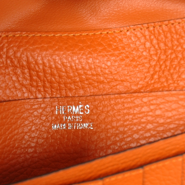 Hermes 3 fold wallet leather in Orange