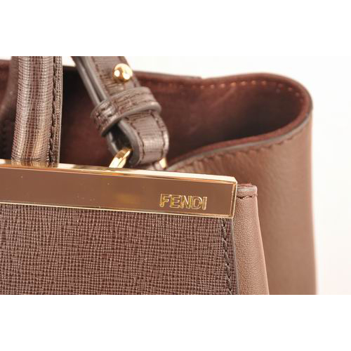 Fendi Fall Winter 2012 2Jours Saffiiano Leather Tote Bag 8BH250M Brown