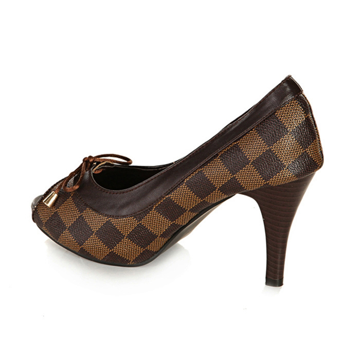 PALM BEACH OPEN TOE PUMP IN DAMIER CANVAS