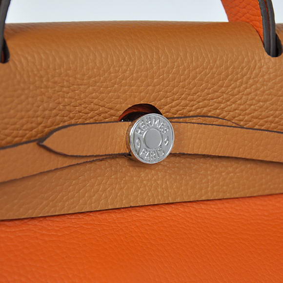 2012 New Hermes HerBag 31CM Togo leather Bag 9051 Orange Camel