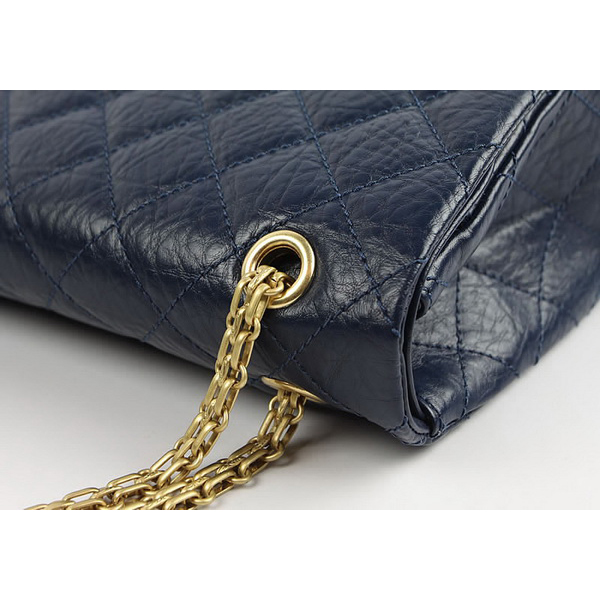 Chanel Flap Bag Quilted Navy-Blue Leather with Gold Chain 48102