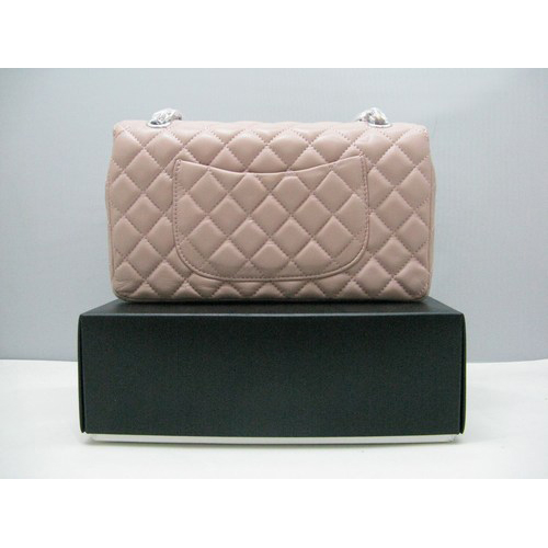 Chanel lambskin leather Pink Flap bag with Silver chain