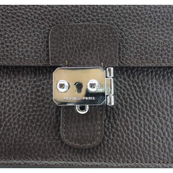 Hermes Jet Pochette Clutch Bag Clemence Leather Brown