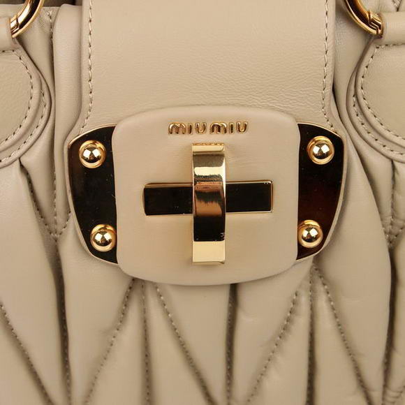 miu miu Tote Bag Lambskin Leather 88011 Apricot