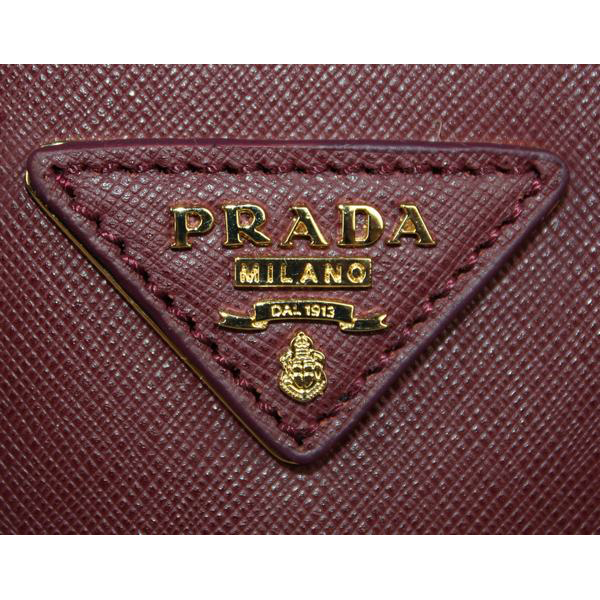 Prada Saffiano Leather Tote Bag BL1095 Bordeaux