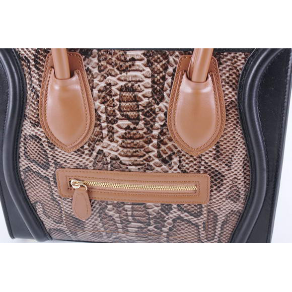 Celine Luggage Bags Medium in Snake Veins Dark Coffee