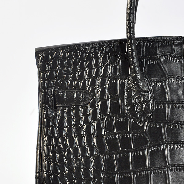 Hermes Birkin 35CM Black Crocodile stripes leather(Silver)