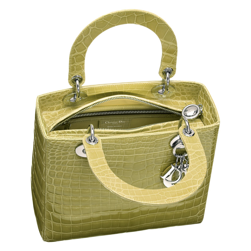 Green crocodile 'Lady Dior' bag