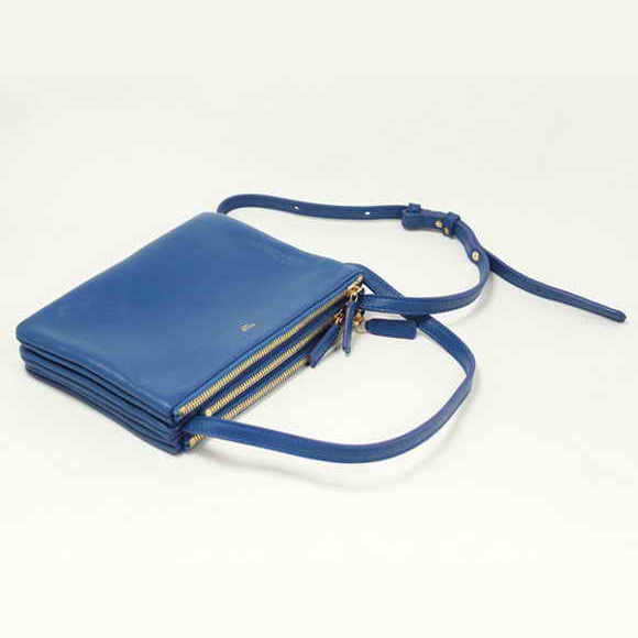 Celine Fashion Shoulder Bag Lambskin Blue