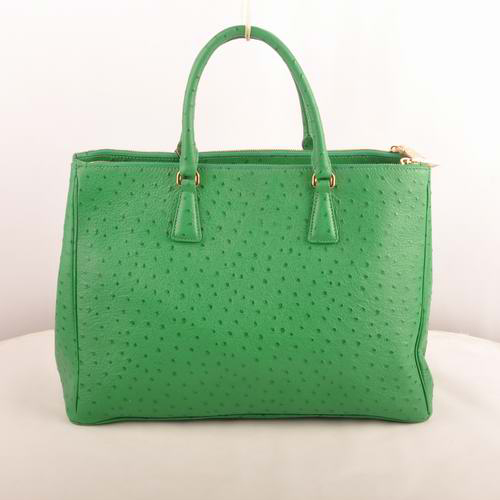 Prada Maxi Ostrich Leather Tote Bag Green