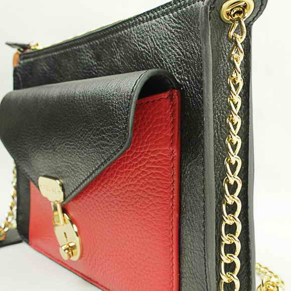 Celine Shoulder Bag Calfskin Red with Black