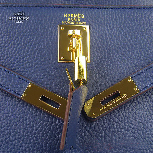 Hermes Kelly 35cm Togo Leather Bag Dark Blue 6308 Gold Hardware