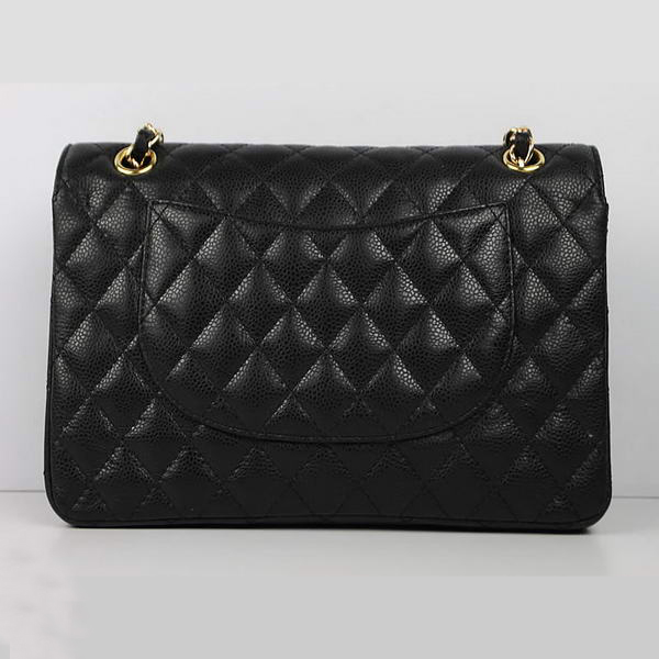 Chanel Caviar Leather Flap Bag A01112 Black Golden