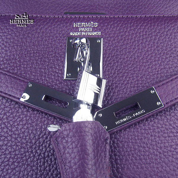 Hermes Kelly 35cm Togo Leather Bag Purple 6308 Silver Hardware