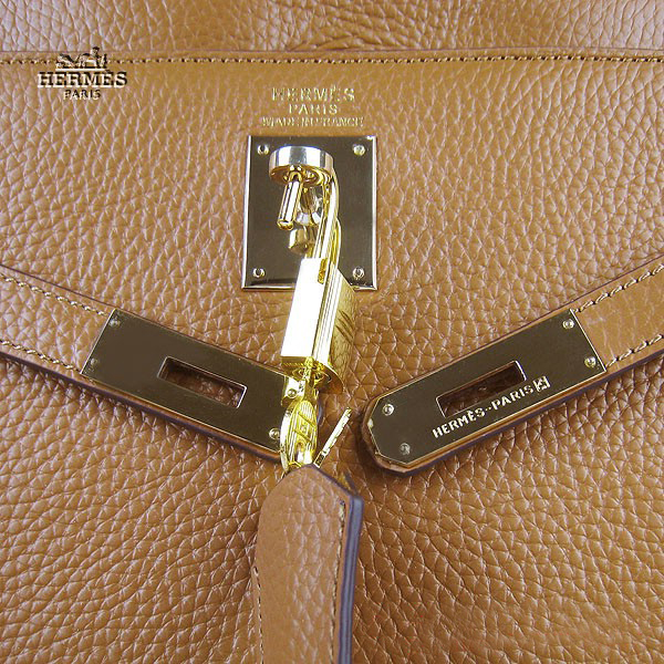 Hermes Kelly 35cm Togo Leather Bag Light Coffee 6308 Gold Hardware