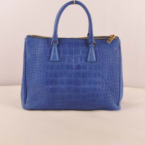 Prada Medium Croco Leather Tote Bag SkyBlue