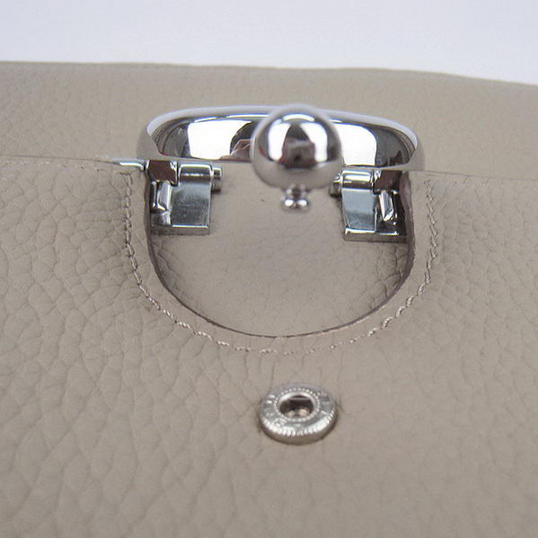 Hermes Stirrup Shoulder Bag Grey Calfskin Silver