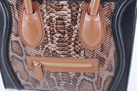 Celine Luggage Bags Jumbo in Snake Veins Dark Coffee