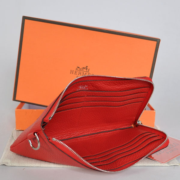 Hermes Zipper Wallet clemence leather in Flame