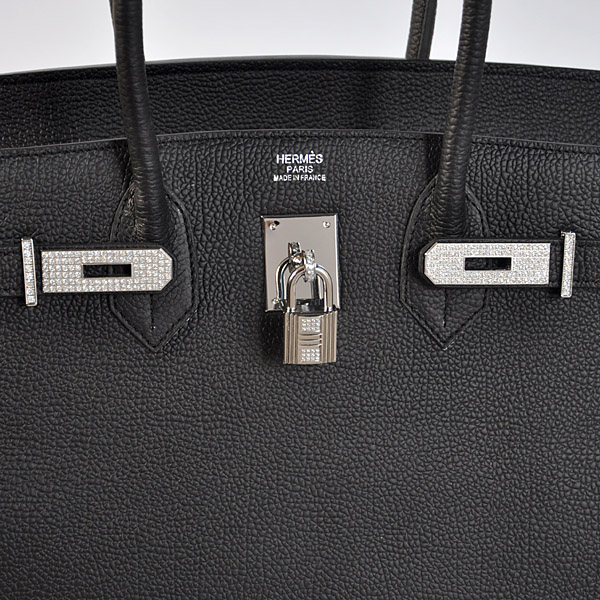 Hermes Birkin 35CM togo leather in Black with Silver hardware with diamond