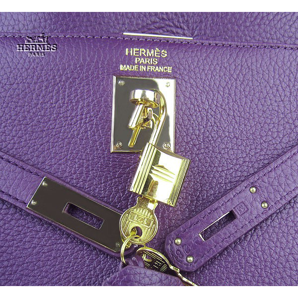 Hermes Kelly 35cm Togo Leather Bag Purple 6308 Gold Hardware