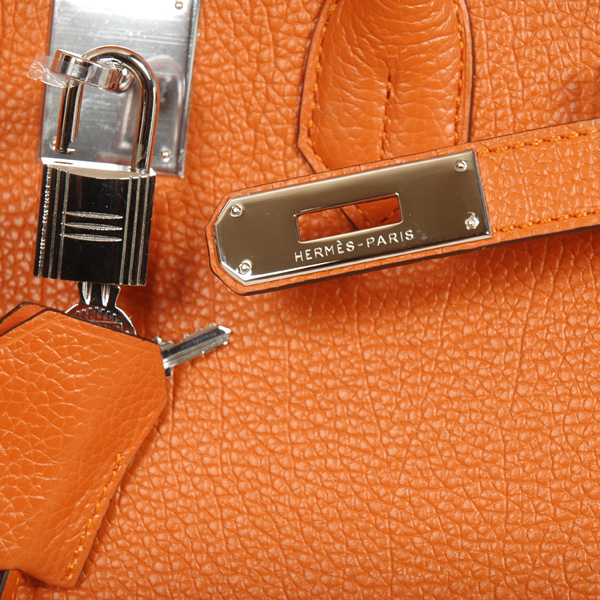 Hermes Birkin togo leather 30CM togo in Orange with Silver hardware