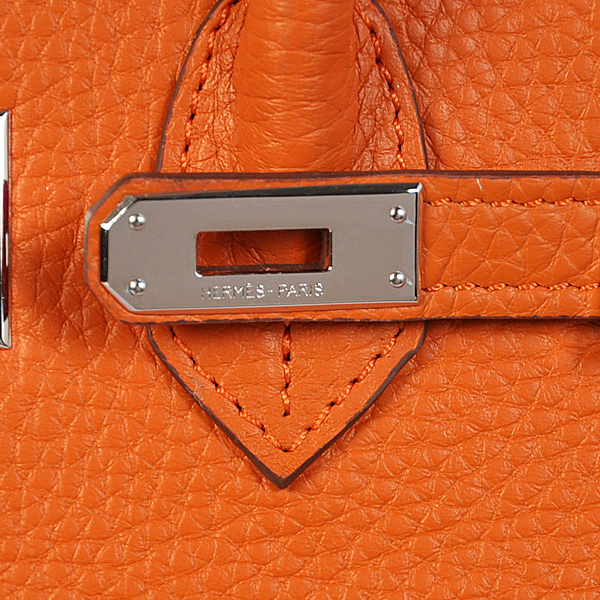 Hermes Birkin 25CM clemence leather in Orange with Silver hardware